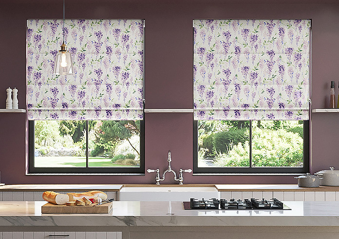 Wisteria Silk, Violet - Motorised Roman Blind - Image 3